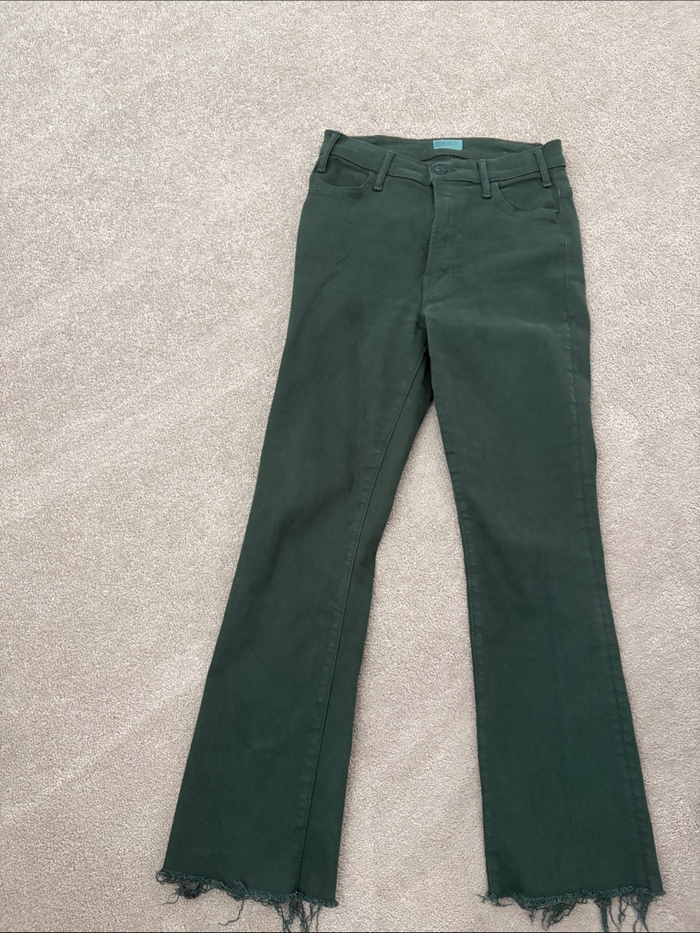 MOTHER Dark Green Ankle Crop Jeans